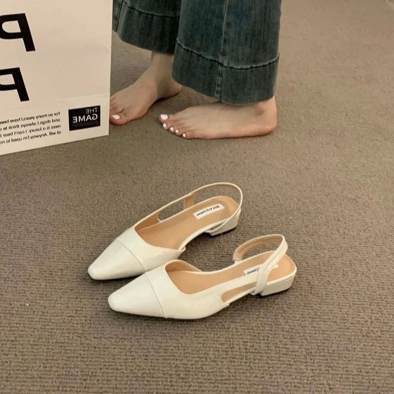 LuxeLine Pointed Toe Low Heel Summer Sandals