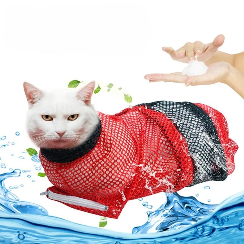 Adjustable Cat Bath Shower Bag – Anti-Scratch Support & Nail Trimming