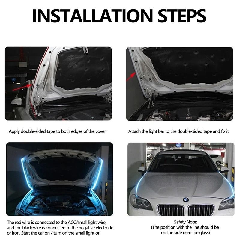 150cm LED Daytime Running Light Car Hood Decorative Lamp 12V