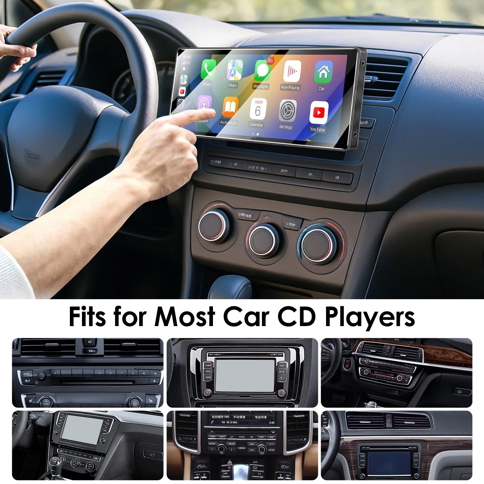 CD Slot Mount, CarPlay Screen Holder, Adjustable Fit for Monitors, GPS, and Dash Cams