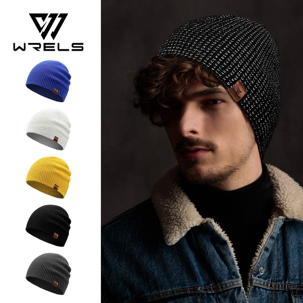WRELS Winter Knitted Beanie Hat – Reflective Warm Unisex Hat for Running, Cycling & Skiing