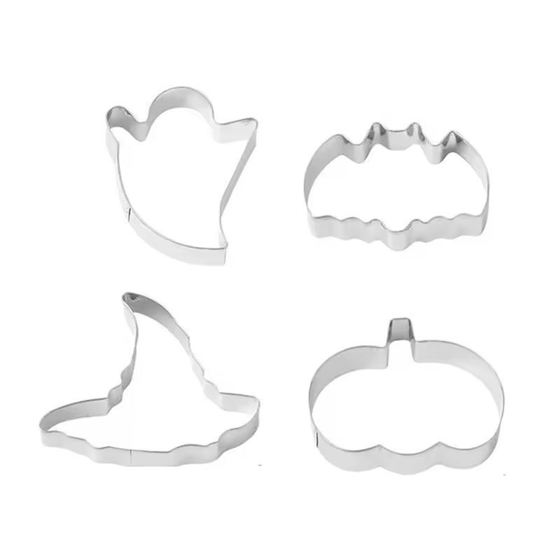 Festive Halloween Cookie Cutter Set, 12-Piece Stainless Steel Bat, Ghost & Pumpkin Shapes