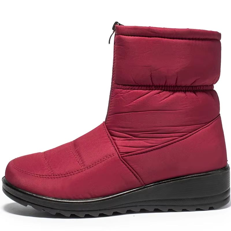 Women's Waterproof Winter Snow Boots – Warm Plush Ankle Booties with Front Zipper & Non-Slip Sole
