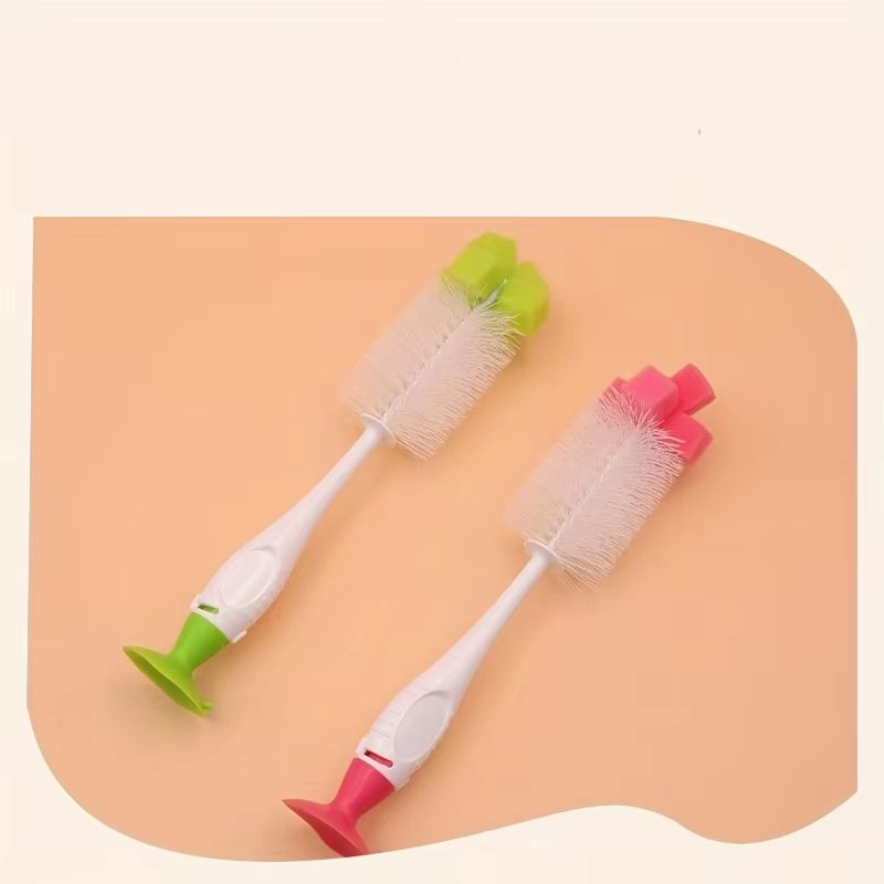 2-in-1 Milk Bottle Cleaning Brush with Nipple Brush & Suction Cup