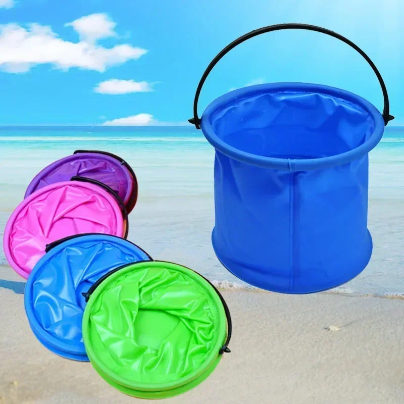 Collapsible Beach Bucket for Kids Portable Silicone Sand Toy for Travel
