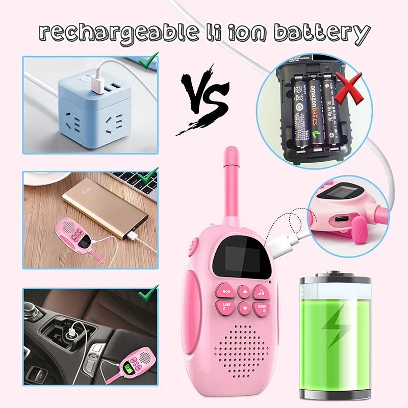 Rechargeable Kids Walkie Talkies Long Range 2 Way Radio Set
