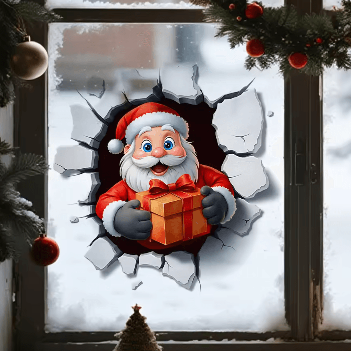 JollyCrack Santa Toilet Sticker – Funny 3D Christmas Bathroom Wall Decal