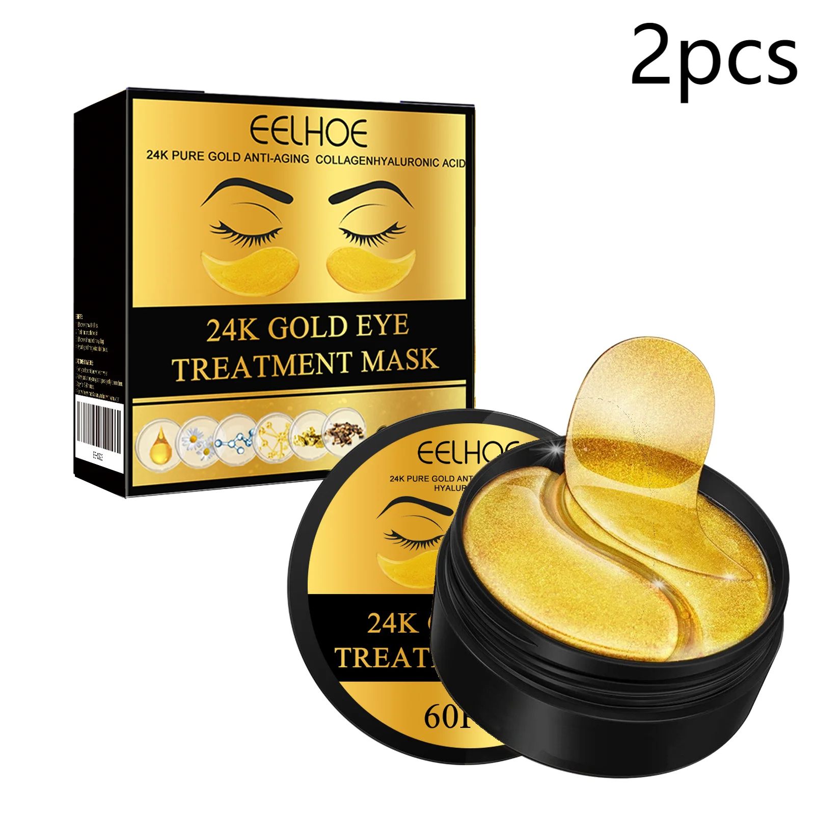 24K Gold Eye Radiance Hydrating Firming Eye Patches – 60pcs Anti-Dark Circles Under Eye Skincare Treatment