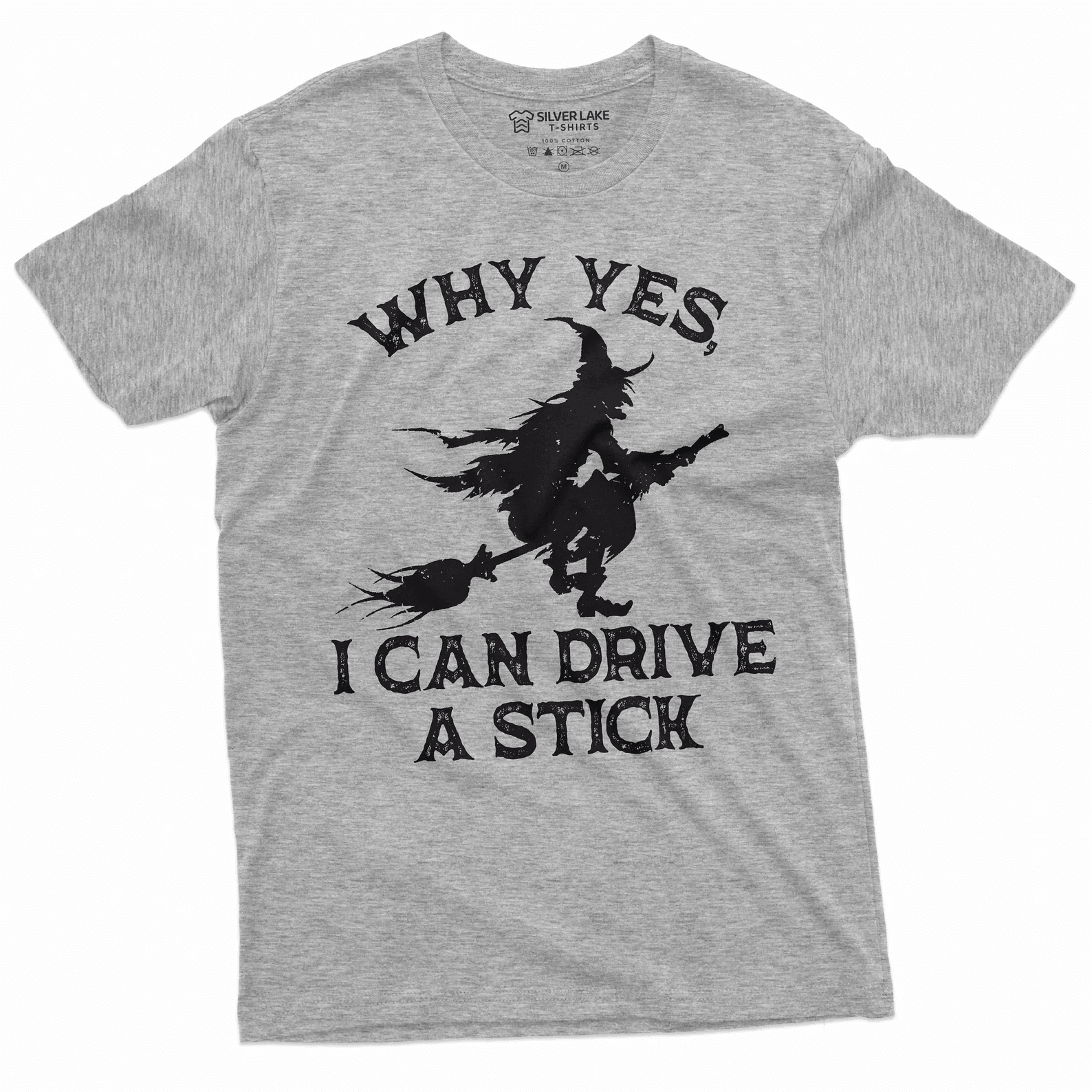 Funny Witch Shirt I Can Drive a Stick Halloween Tee