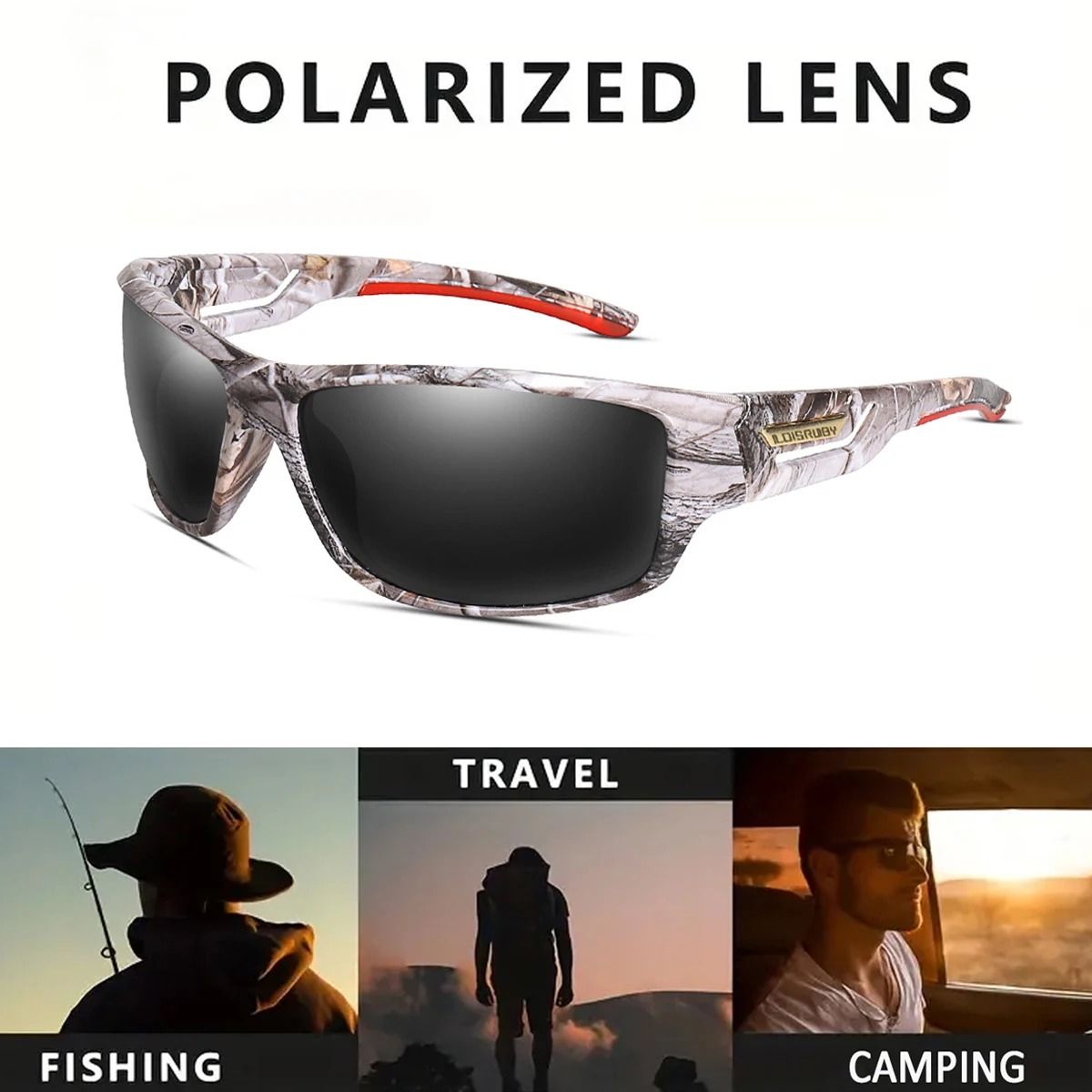 Camouflage Polarized Fishing Sunglasses with UV400 Protection for Driving Cycling and Outdoor Sports