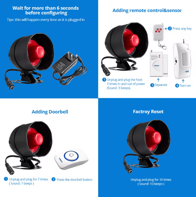 KERUI Wireless Motion Sensor Alarm Siren Standalone Home Security System