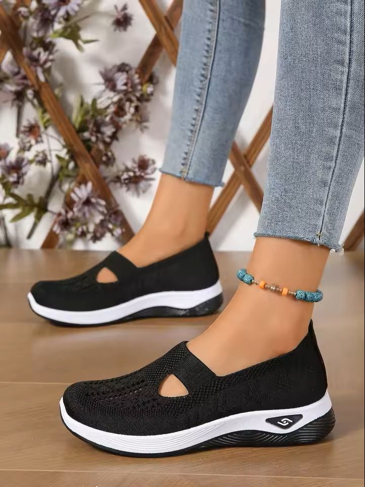 Womens Breathable Knit Sneakers Low Top Casual Shoes