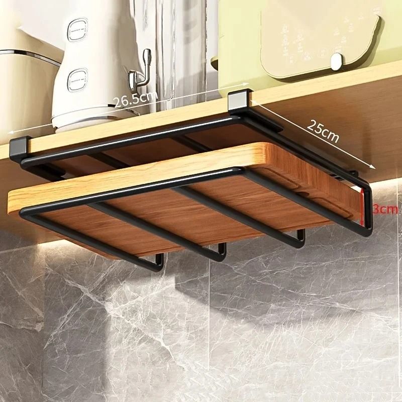 Kitchen Hanging Organizer Rack with Hooks and Under Cabinet Storage Shelf