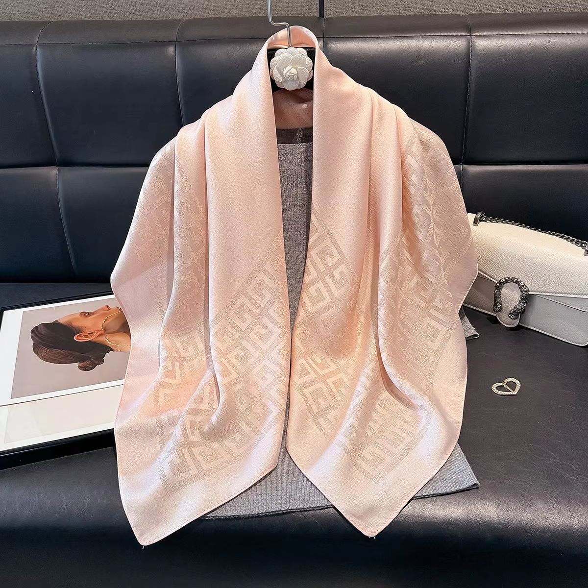 Women's Silk-Like Square Hijab Scarf – 27.56x27.56in Fashion Sun Protection Shawl & Headscarf