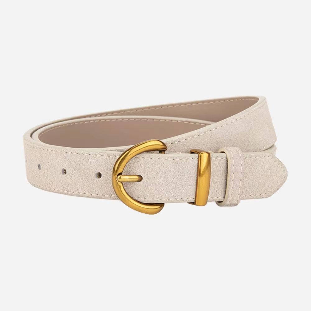 Genuine Leather Suede Women's Belt with Alloy Pin Buckle Retro Luxury Design