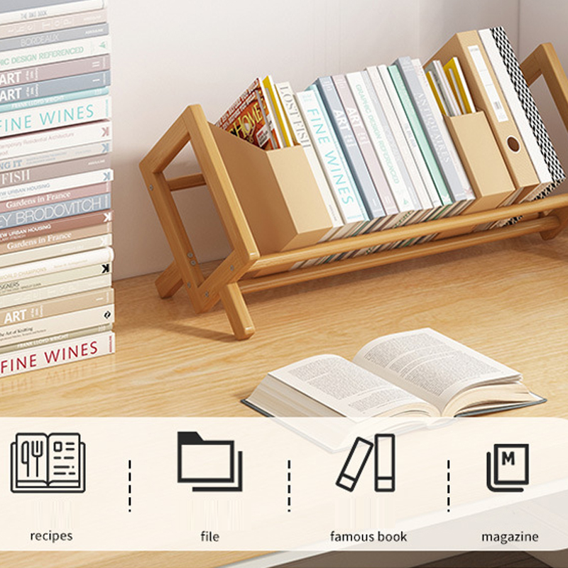 Desktop Bookshelf Organizer, Bamboo Office Document, Magazine Storage Shelf for Student Economy Stand with Sturdy Design