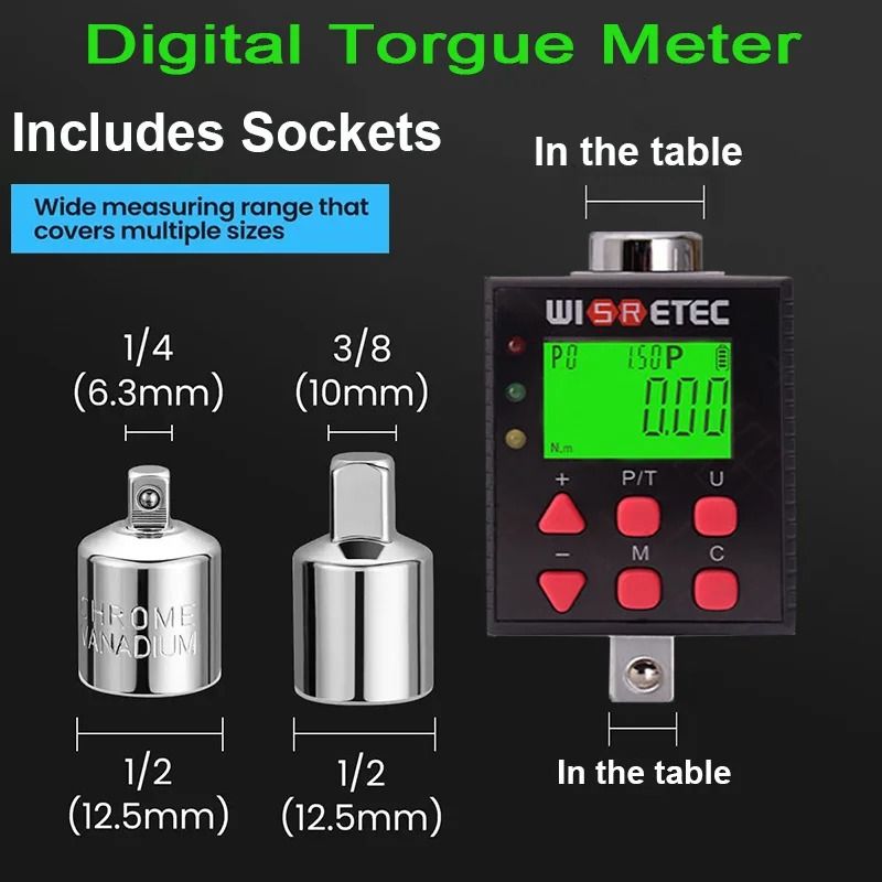 High Precision Digital Torque Meter and Ratchet Wrench Adapter