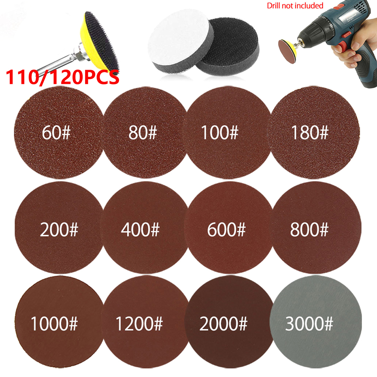 Sanding Disc, Round Sanding Sheet for Drill Grinder, Sanding Pads Grit for Metal and Wood Work
