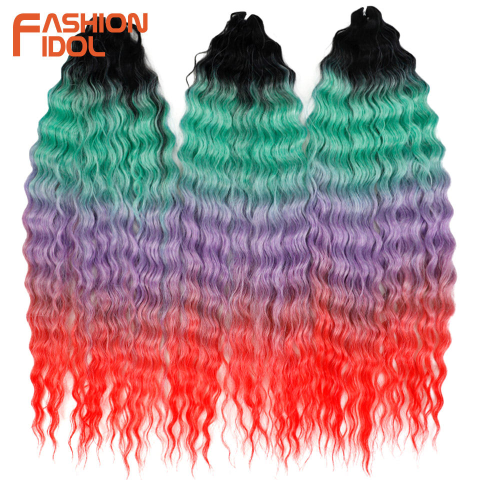 Ariel Hair Water Wave Crochet Braids, Synthetic Twist Curly Hair Ombre Blonde Brown Deep Wave Braiding Hair Extensions