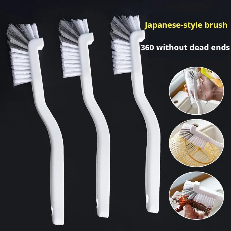 Long Handle Sink Brush with Elbow Design and Wall Hanging Tail Hole for Crevice Cleaning
