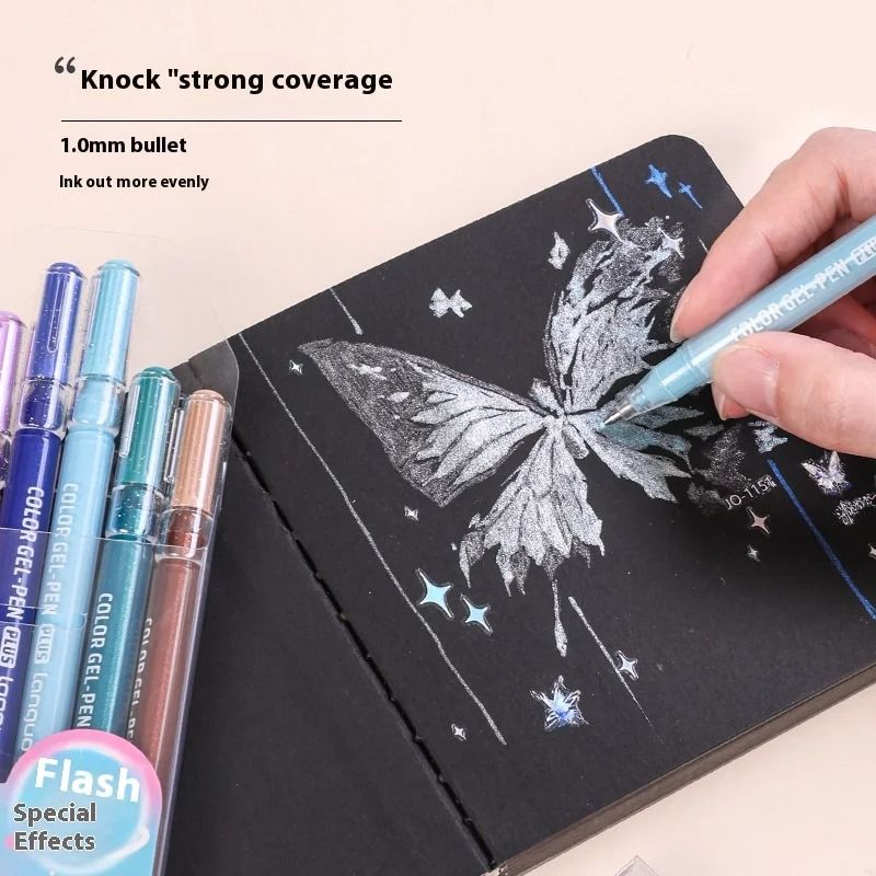 Languo 1.0mm Glitter Effects Color Gel Pen Set – Premium Highlighting & Handbook Stationery for Students