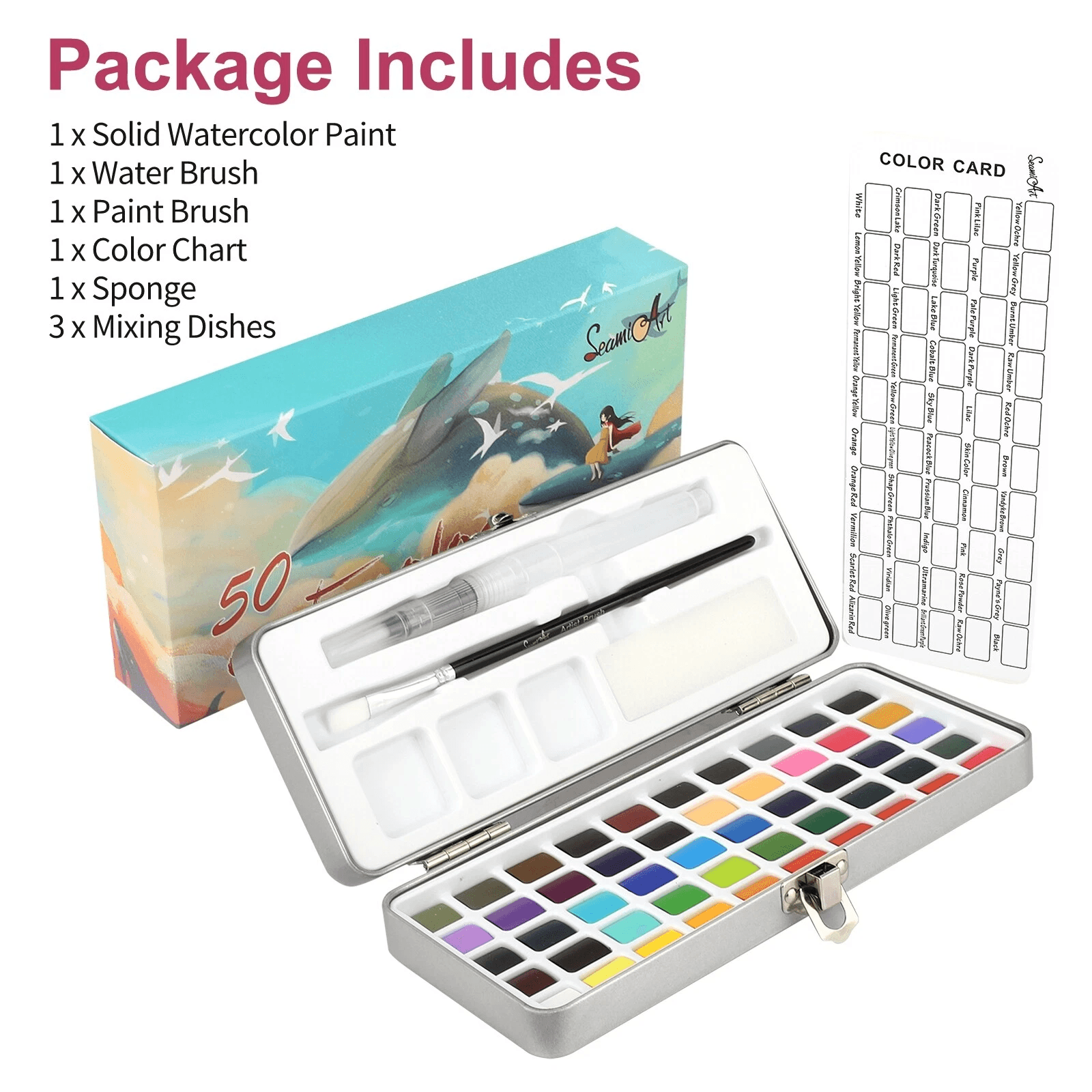 Professional 50-Color Watercolor Paint Set – Premium Pigments for Artists & Painting Enthusiasts