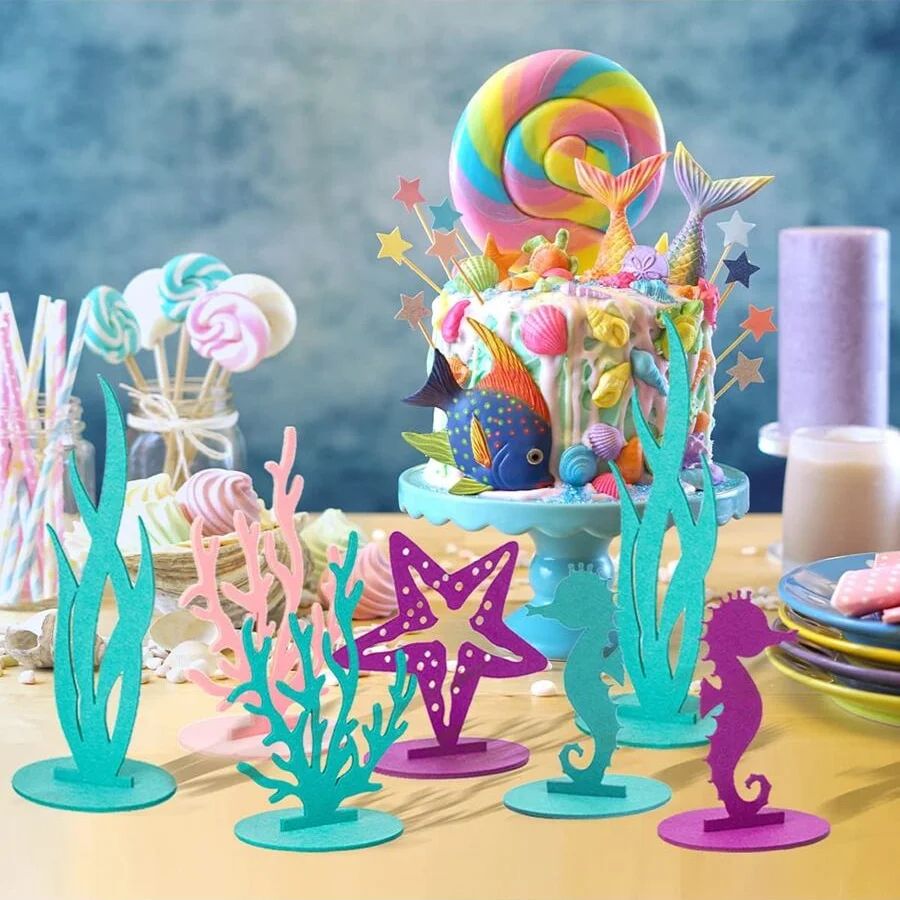 12 Piece Mermaid Birthday Table Centerpieces