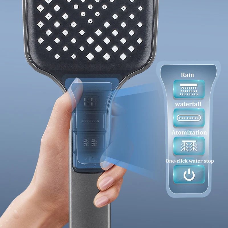 High Pressure Shower Head 7 Mode Adjustable Water Saving Shower Set