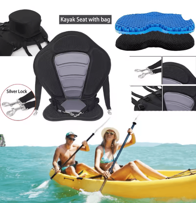 Adjustable Padded Kayak Seat with Backrest and Detachable Storage Bag