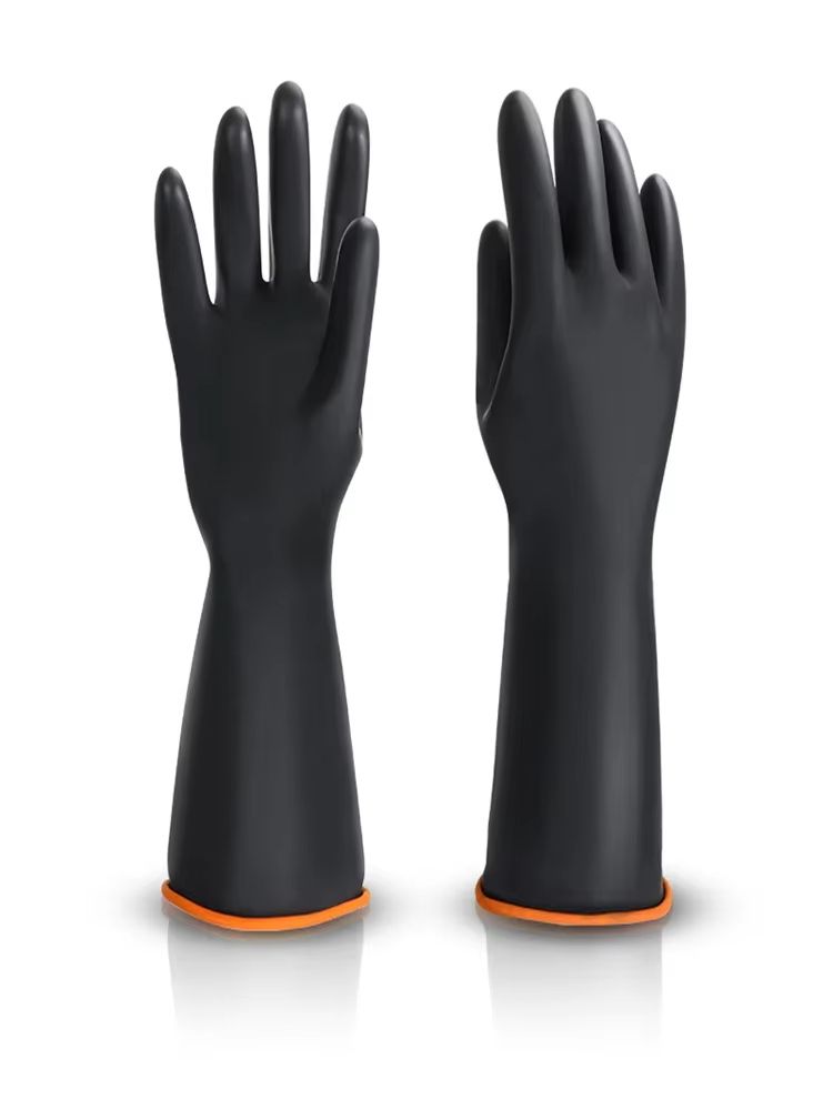 Extra-Long Rubber Cleaning Gloves, 14-inch Dishwashing and Household Scrub Gloves