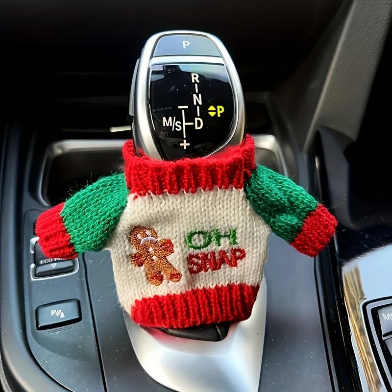 Festive Knit Car Gear Shift Cover Sweater Dustproof Universal Gear Lever Protector