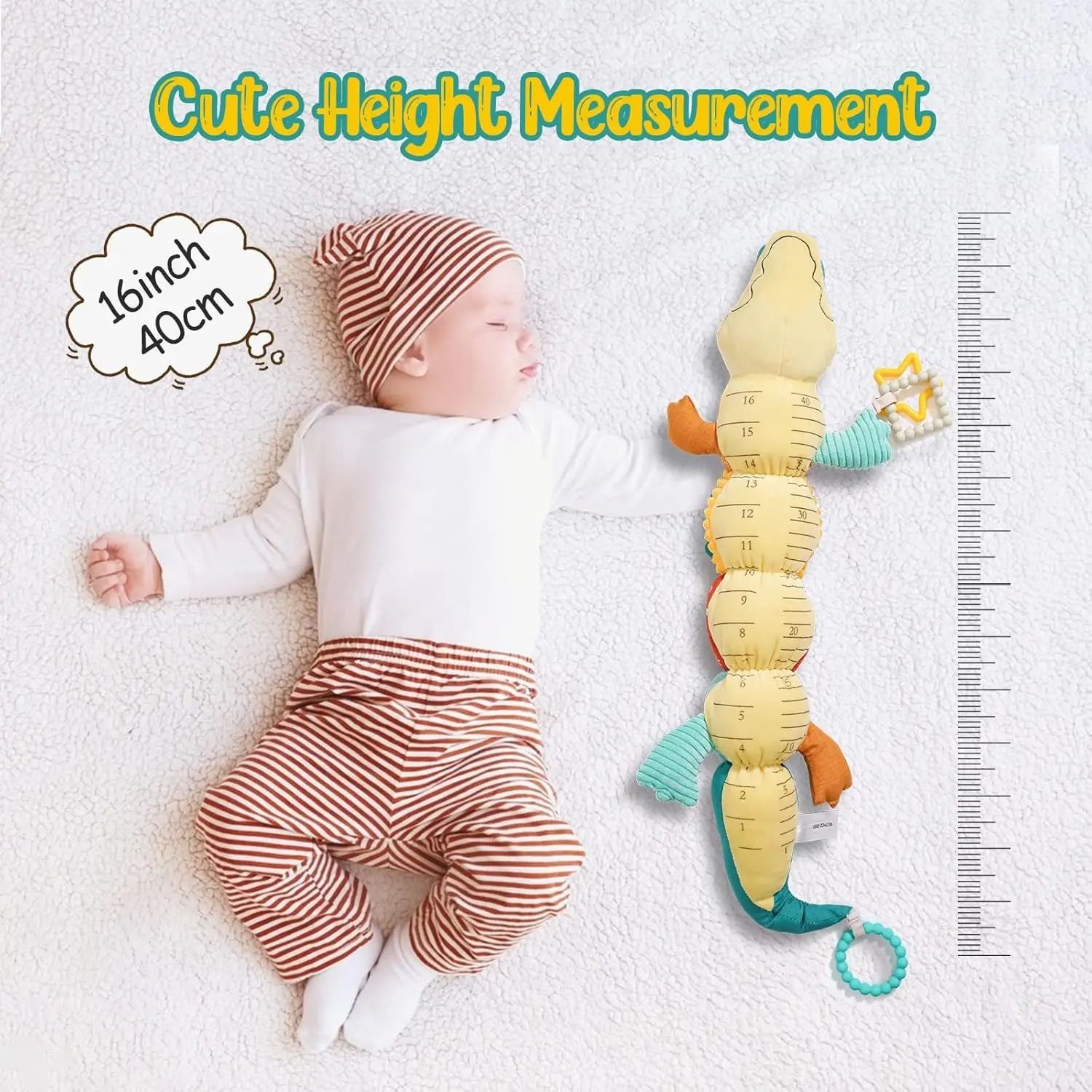 Musical Stuffed Animal Tummy Time Toy with Ruler Design