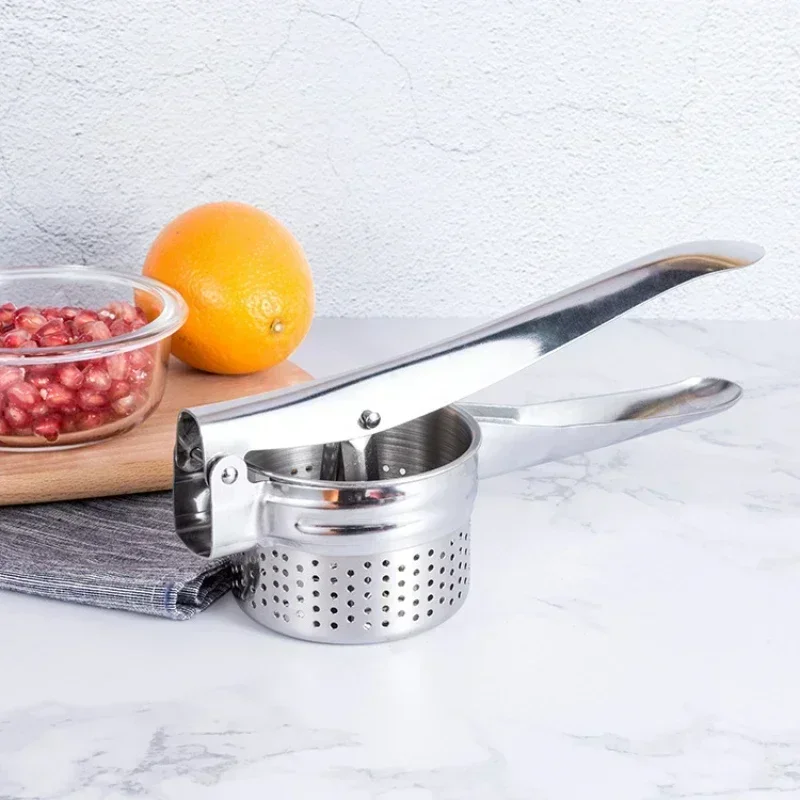 Stainless Steel Masher Ricer Press for Potatoes, Fruits & Vegetables Squeezer & Juicer Tool for Smooth Purees