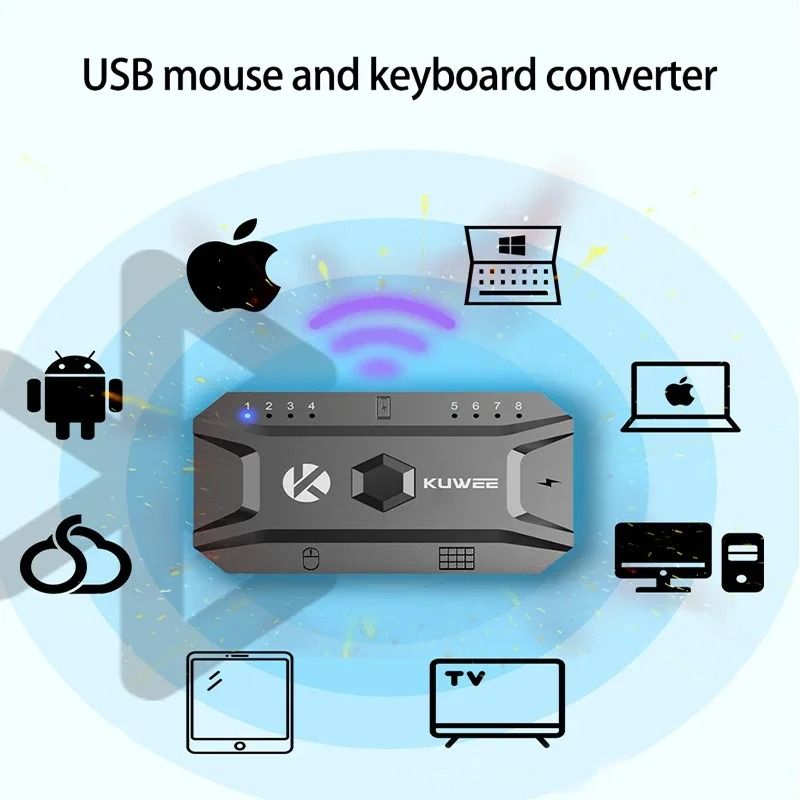 Bluetooth Keyboard Mouse Converter Wireless USB Hub Adapter for Multi Device Control