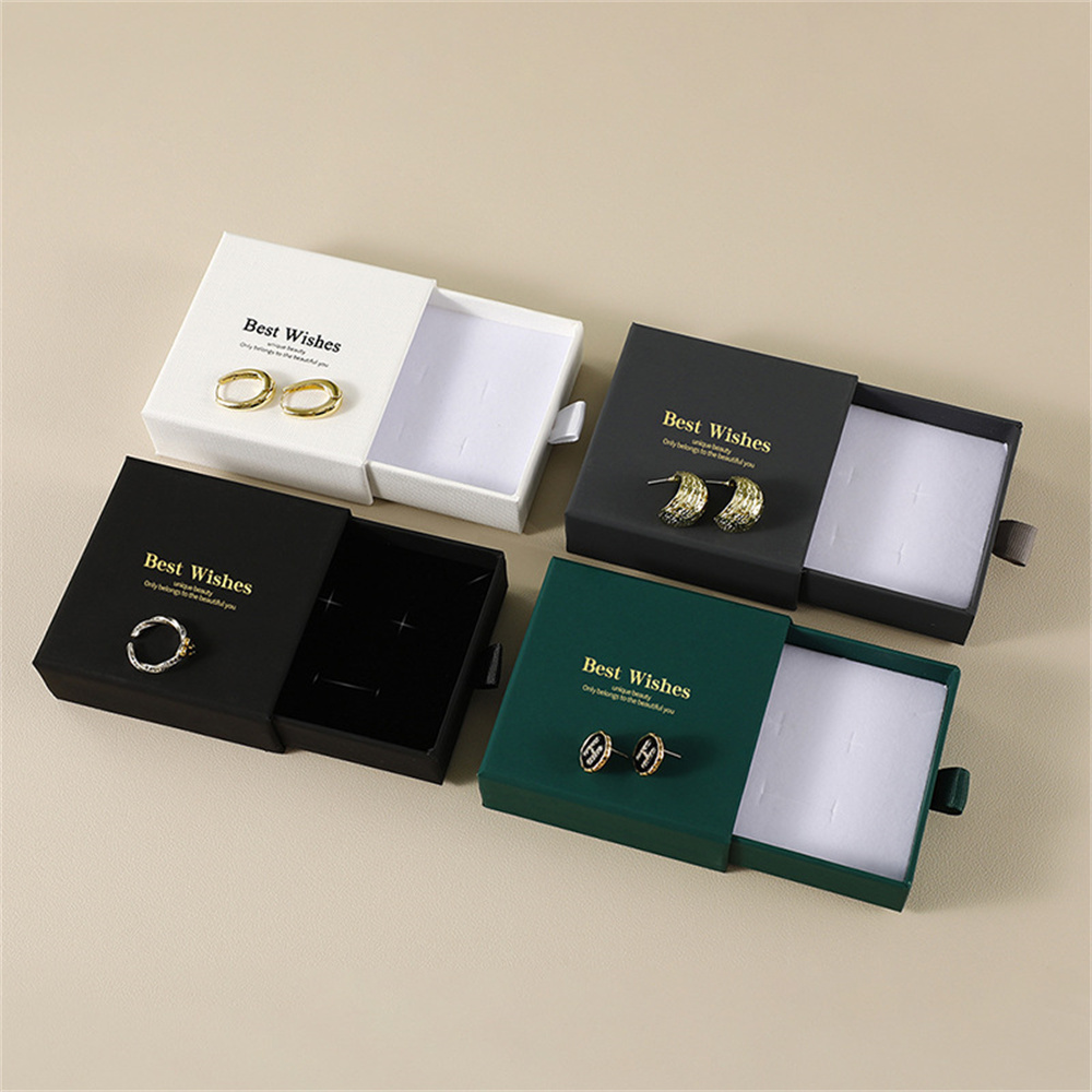 Dust-proof Jewelry Box Storage Case with Paper Drawer Ring Earrings Necklace Display Box and Storage Bag Portable Gift