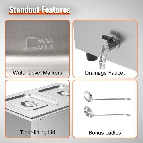 Commercial Food Warmer Electric Steam Table Stainless Steel Buffet Bain Marie