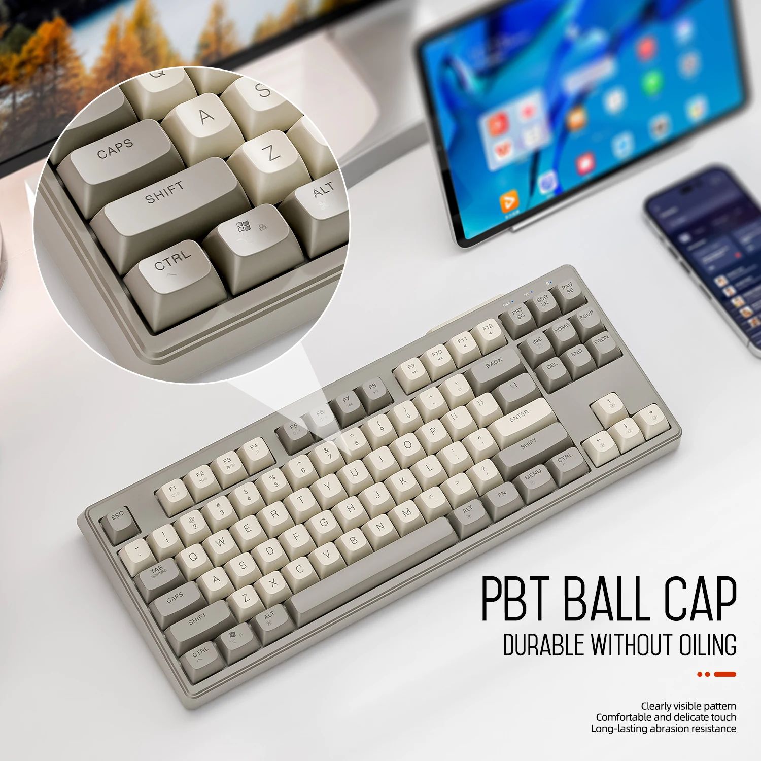 Premium 87-Key Dual-Mode Wireless Gaming Keyboard with RGB Backlit Keyboard Lights & Durable PBT Keycaps