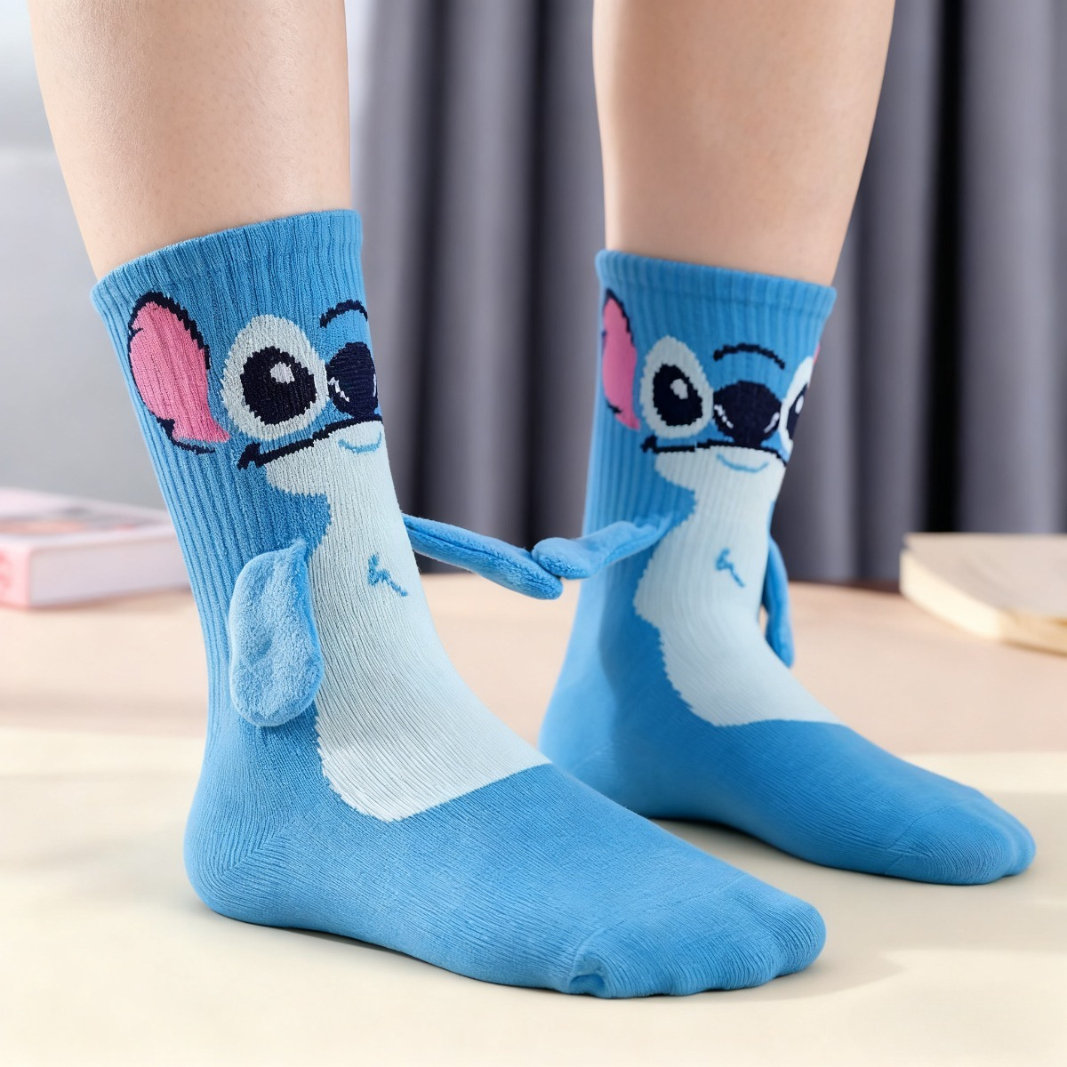 Kawaii Disney Stitch Crew Socks, Soft Cotton Blend for Daily Wear, Perfect Christmas Birthday Gift