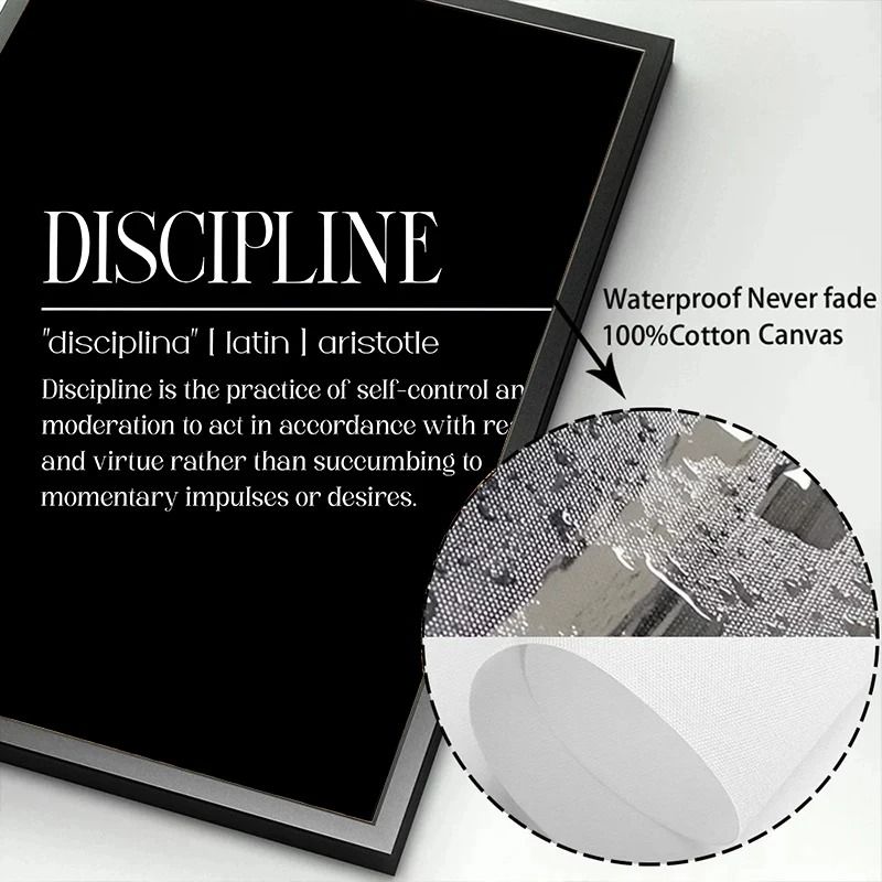 Modern Motivational Discipline Poster | Inspirational Quote Canvas Wall Art