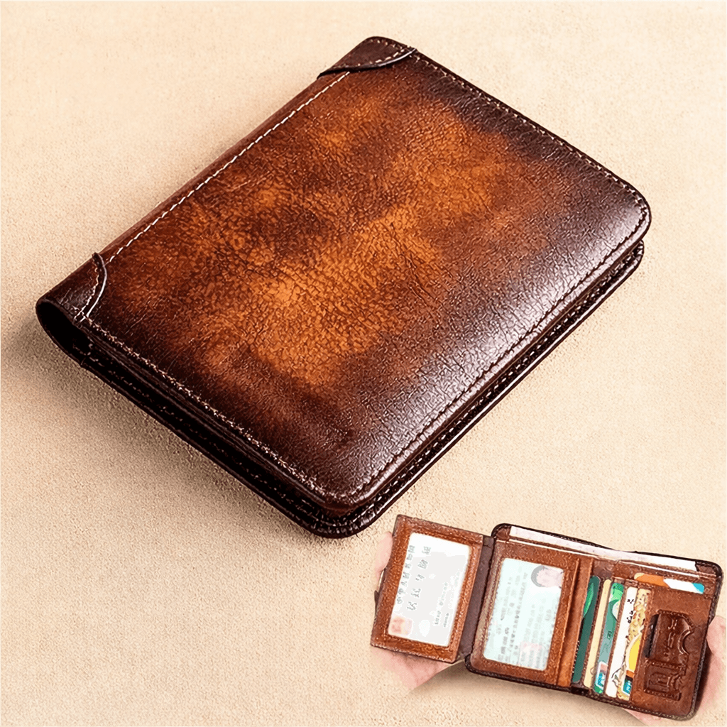 Genuine Leather RFID Trifold Wallet for Men