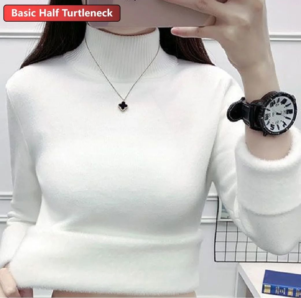Elegant Thicken Velvet-Lined Turtleneck Sweater – Slim Knit Pullover & Warm Winter Jumper