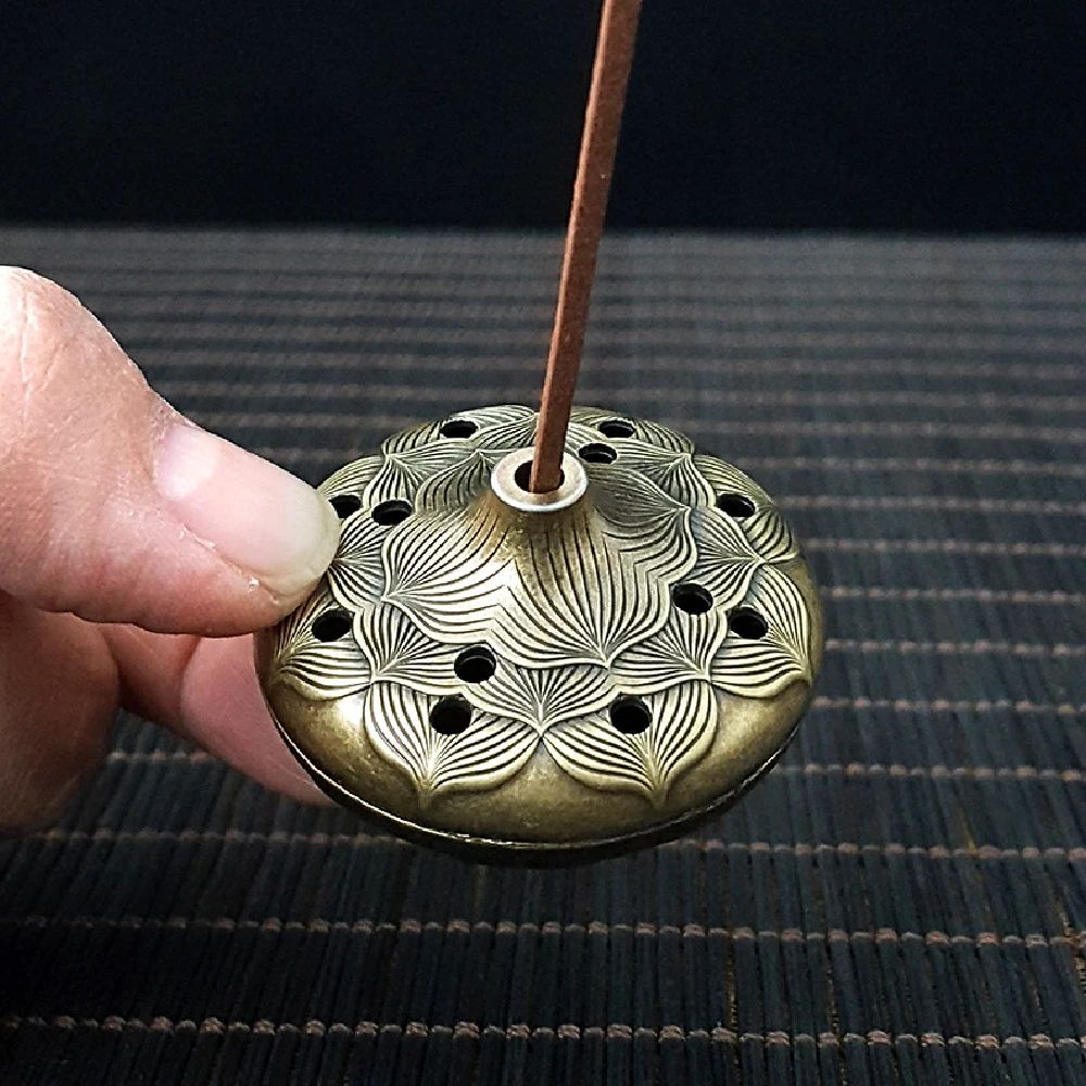 Vintage mini brass incense burner with Dragon Phoenix Lid for Tea Table Decor