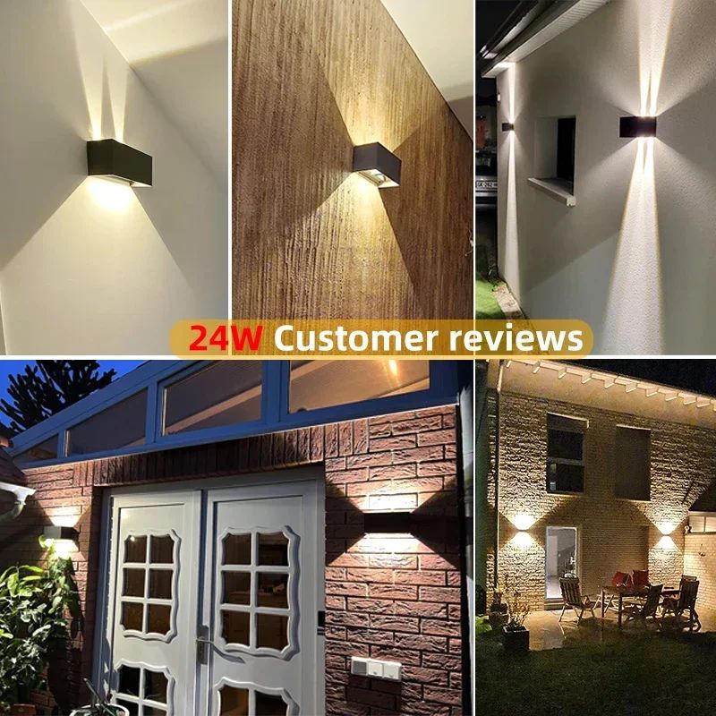 Premium Aluminum LED Outdoor Wall Light – Waterproof IP65 Porch & Garden Lighting (12W/24W)