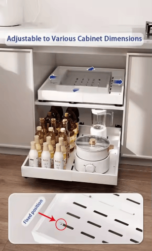 Expandable Pull Out Cabinet Organizer Sliding Under Sink Kitchen Storage Rack