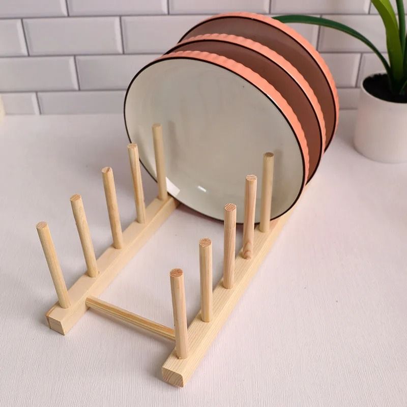 Wooden Kitchen Dish Drying Rack Storage Shelf Organizer