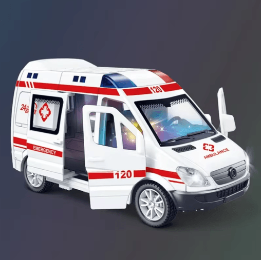 Diecast Emergency Vehicle Toy Set Sound and Light Police Ambulance & Fire Truck Models