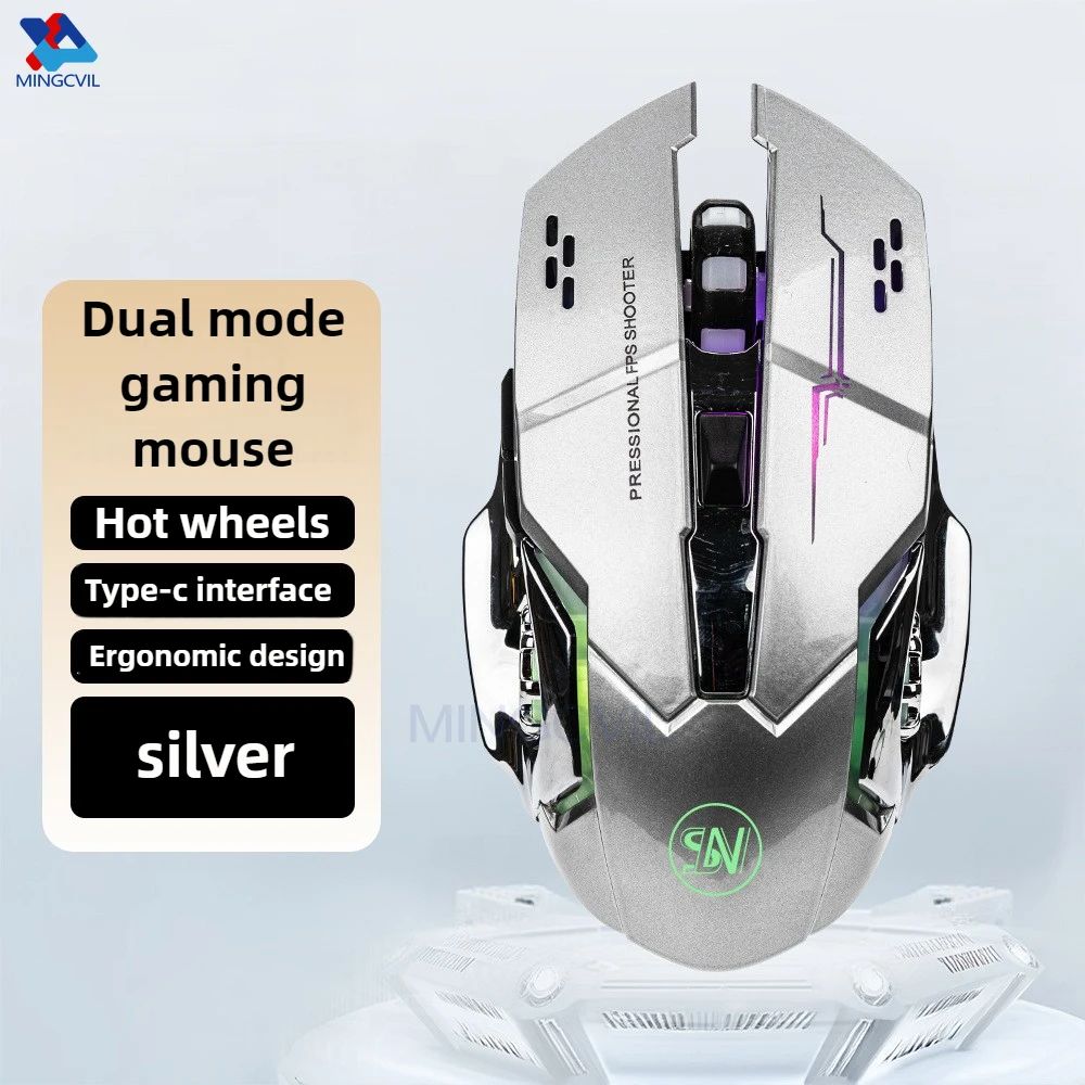MINGCVIL Rechargeable Wireless Gaming Mouse – Bluetooth RGB Backlit PC Mouse