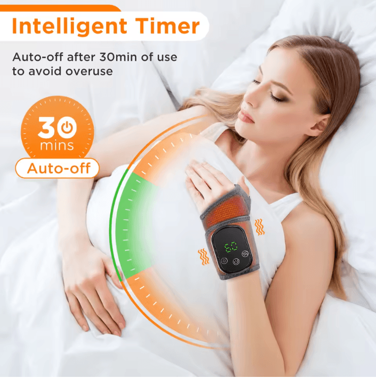 ThermaPulse 2 in 1 Heated Wrist Massager with Adjustable Temperature and Vibration Therapy