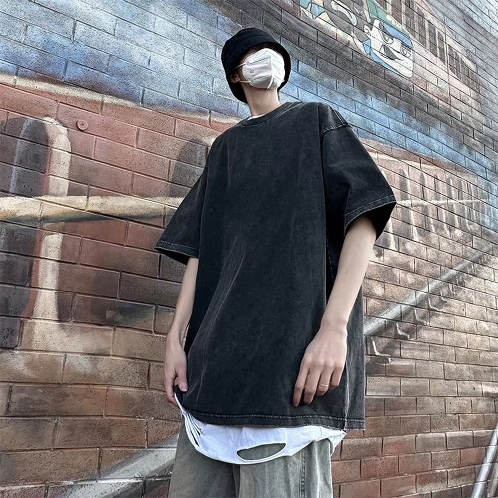 230G heavyweight oversized t shirt Retro Drop-Shoulder Unisex Tee