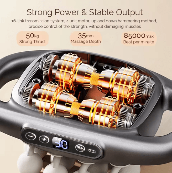 Deep Tissue Massage Gun Electric Muscle Massager with 16 Heads